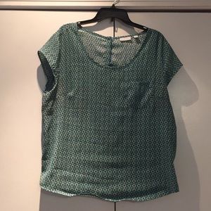 New York & Company blue patterned top size xl